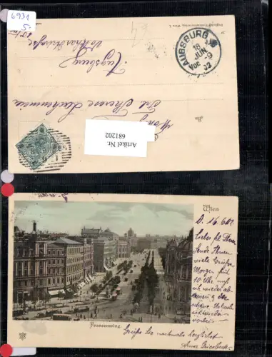 681202 Wien Innere Stadt Franzensring Straßenansicht Tram Pferdetram Tramway 1902