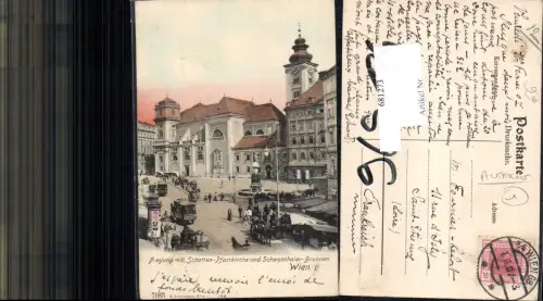 681273 Wien Freyung Schotten Pfarrkirche Tram Pferdetram pub Ledermann 7983