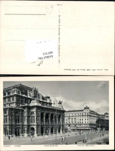 681311 Wien Hofoper Hofoperntheater Staatsoper Oper Straßenbahn Hotel Bristol pub Ledermann 50229