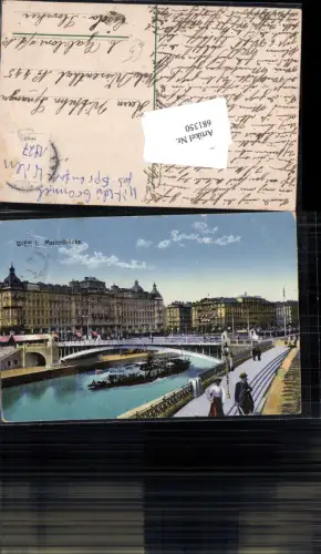 681350 Wien Kai Donaukanal Dampfer Dampfschiff Marienbrücke Brücke
