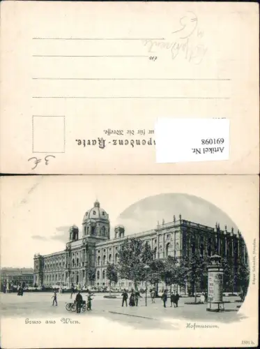 691098 Gruss aus Wien Innere Stadt Kunsthistorisches Museum Hofmuseum Litfasssäule