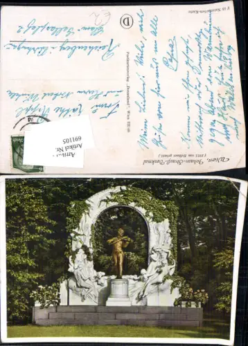 691105 Wien Innere Stadt Johann Strauß denkmal Naturfarben Karte F 16 Donauland