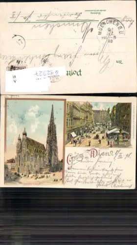 692327 tolle Lithographie Wien Graben Stephansdom 1898 pub Miesler
