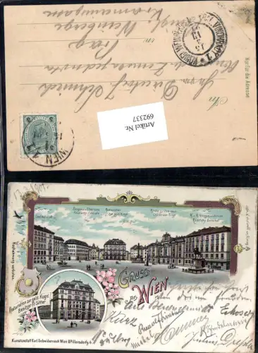 tolle Lithographie Wien Restauration zur Goldenen Kugel Am Hof pub Schwidernoch 4091