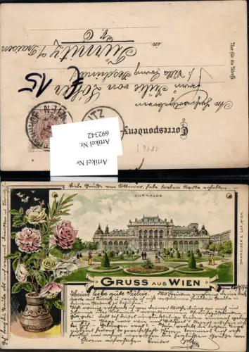 692342 tolle Lithographie Wien Cursalon Rosen 1896 pub Schneider e Lux