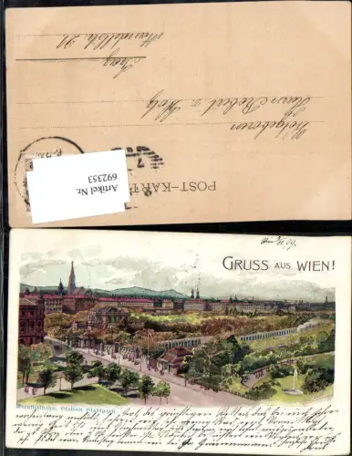 692353 tolle Lithographie Erwin Pendl Wien Wienthalbahn Station Stadtpark