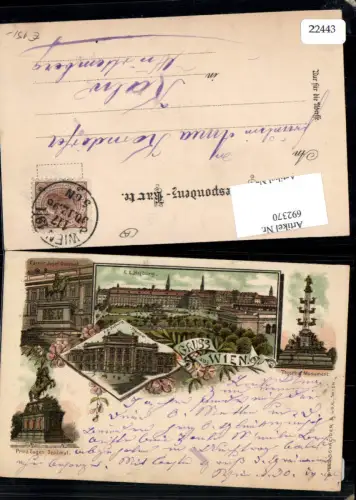 692370 tolle Lithographie Wien Leopoldstadt Tegetthoff Denkmal Prinz Eugen Hofburg pub Schneider e Lux 665