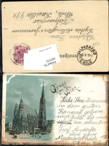 Lithographie Erwin Pendl Wien Stephansdom Stefanskirche 1898 Chile Valparaiso