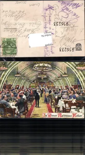 695903 Künstler AK F. Witt Wien Wiener Rathaus Keller Bier
