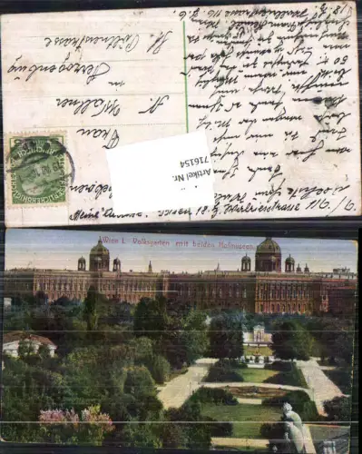 716154 Wien Volksgarten Hofmuseen gel Herzogenburg 1916