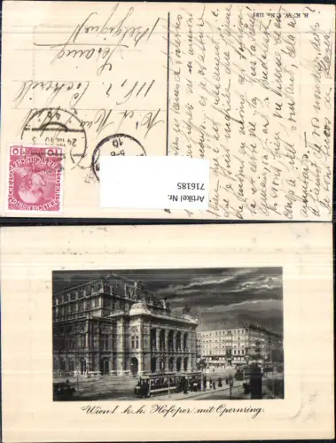 716185 Wien K.K. Hofoper Oper Opernring Straßenbahn pub B.K.W.I. 112/1