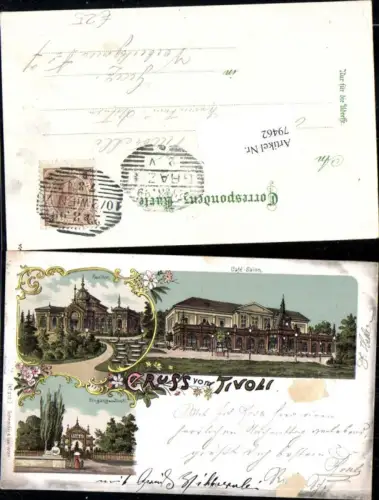 79462,Wien 12 Meidling Litho Gruß vom Tivoli Pavillion Cafe Salon