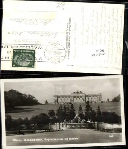 79510,Wien 13 Hietzing Schönbrunn Neptunbrunnen mit Gloriette pub DT Schulverein Südmark