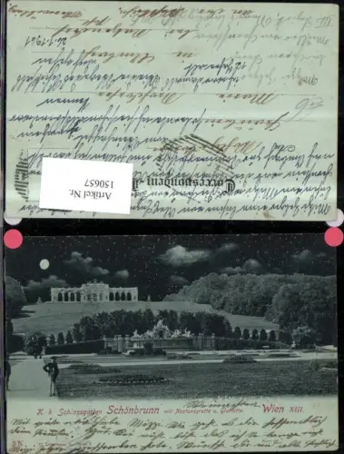 150657,Wien Hietzing Schönbrunn Neptunsgrotte u. Gloriette Nachtansicht