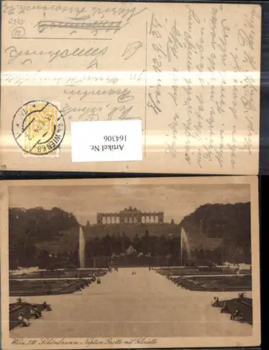 164306,Wien 13 Hietzing Schönbrunn Neptun Grotte m. Gloriette Park Springbrunnen 1924