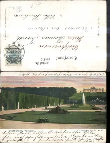 164310,Wien 13 Hietzing Schönbrunn Parterre Park Springbrunnen 1906