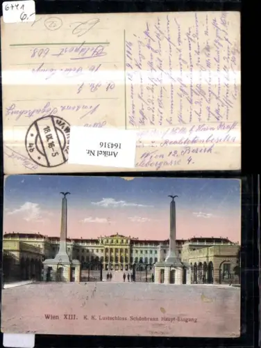 164316,Wien 13 Hietzing Schönbrunn Haupteingang 1916