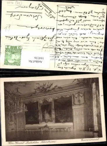 164336,Wien 13 Hietzing Schönbrunn Innenansicht Zeremoniensaal 1912