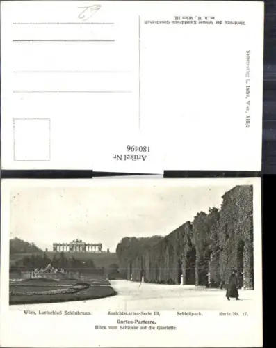 180496,Wien 13 Schloss Schönbrunn Schlosspark Garten-Parterre Blick v. Schloss auf d. Gloriette