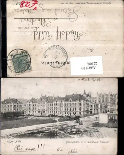 225087,Wien Hietzing Baumgarten k. k. Landwehr-Kaserne pub Sperling 1027