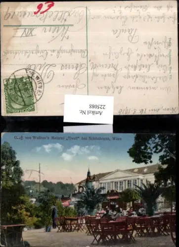 225088,Wien Hietzing Gruß v. Wallners Meierei Tivoli b. Schönbrunn Terrasse