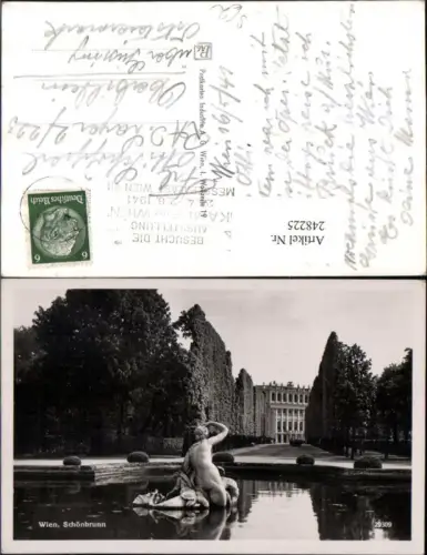 248225,Wien Hietzing Schönbrunn Schloss Brunnen Ausstellung Kamp um Wien 1941 Stempel