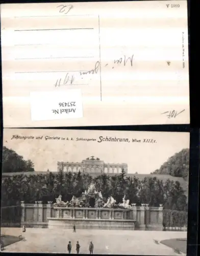 257436,Wien Hietzing Schlossgarten Schönbrunn Neptungrotte Brunnen u. Gloriette