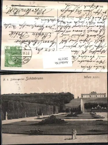285179,Wien Hietzing Schönbrunn K. k. Schlossgarten Fontäne Gloriette