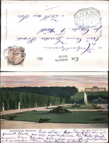 285195,Wien Hietzing Schönbrunn Parterre Schlossgarten Fontäne Gloriette