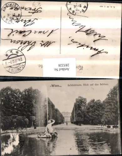 285228,Wien Hietzing Schönbrunn Brunnen Blick auf d. Schloss pub Brüder Kohn B.K.W.I. 609