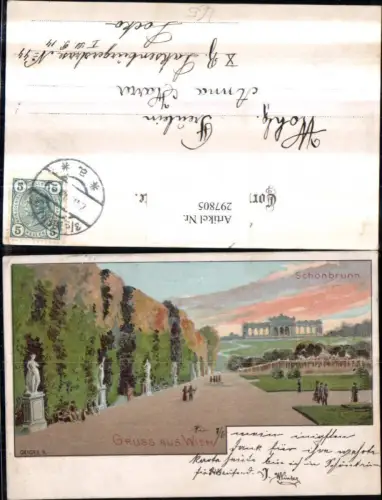 297805,Künstler Litho AK Geiger R. Wien Hietzing Schönbrunn Schlossgarten m. Gloriette