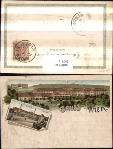 297811,Litho AK Gruß aus Wien Hietzing K.k. Schloss Schönbrunn Mehrbildkarte pub Ottmar Zieher