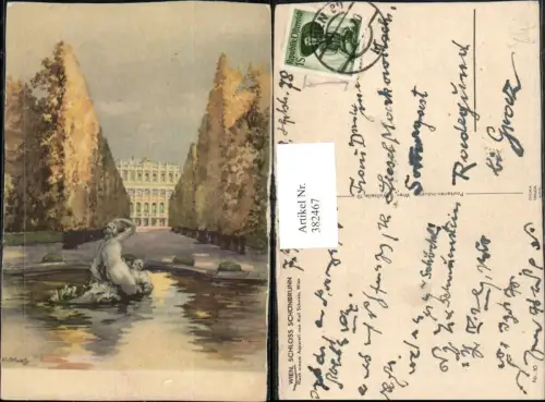 382467,Künstler AK K. Schwetz Wien Hietzing Schloss Schönbrunn Brunnen