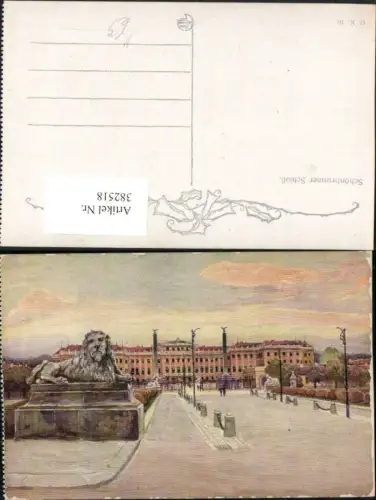 382518,Künstler AK Wien Hietzing Schloss Schönbrunn Löwe Statue pub Kilophot