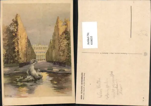 410035,Künstler AK Karl Schwetz Wien Hietzing Schloss Schönbrunn Brunnen