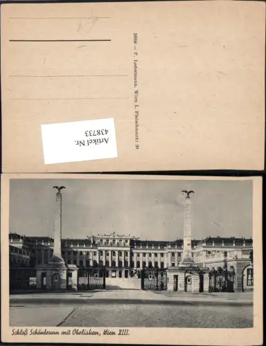 438733,Wien Hietzing Schloss Schönbrunn m. Obelisken Säulen Eingang