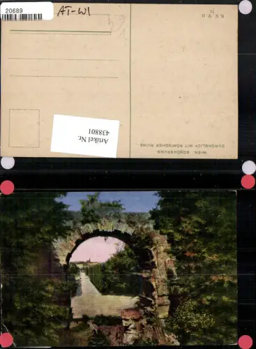 438801,Wien Hietzing Schönbrunn Durchblick m. Römische Ruine pub B.K.W.I. 72