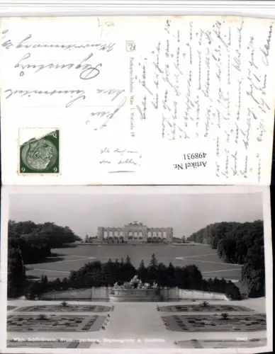 498931,Wien Hietzing Schönbrunn Blumenparterre Neptungrotte u. Gloriette