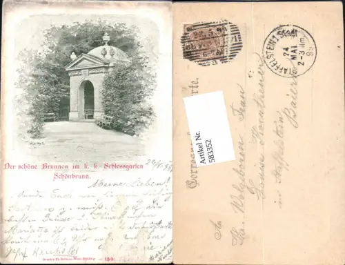 583352,Wien Hietzing Schönbrunn Brunnen Schlossgarten 1899