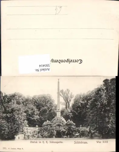 593414,Wien Hietzing Schloss Schönbrunn Obelisk Schlossgarten Vienna