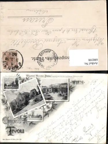 680398 Gruss v. Tivoli Wien Hietzing Schönbrunn Wallner Meierei 1899