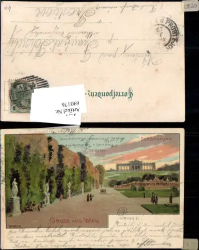 690176 Künstler Lithographie Geiger R. Wien Hietzing Schönbrunn