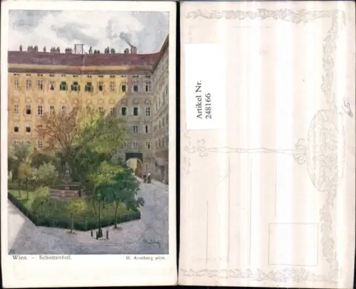 248166,Künstler AK M. Arnsburg Wien Penzing Schottenhof Hof Brunnen pub Brüder Kohn B.K.W.I. 899/7