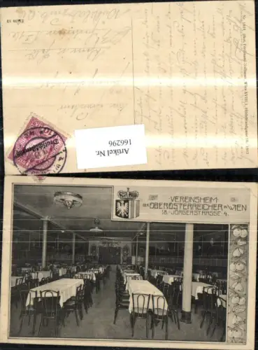 166296,Wien 18 Währing Vereinsheim d. Oberösterreicher Jörgerstrasse Innenansicht 1919