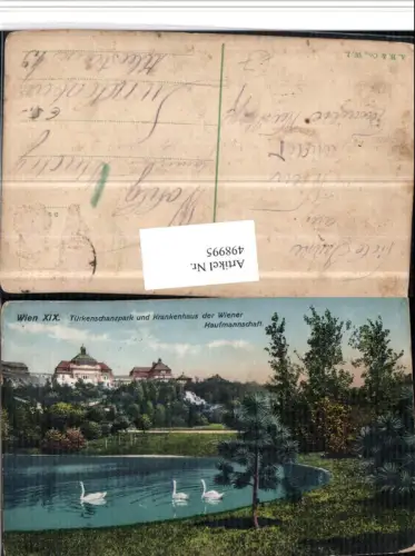 498995,Wien Währing Türkenschanzpark Teich u. Krankenhaus
