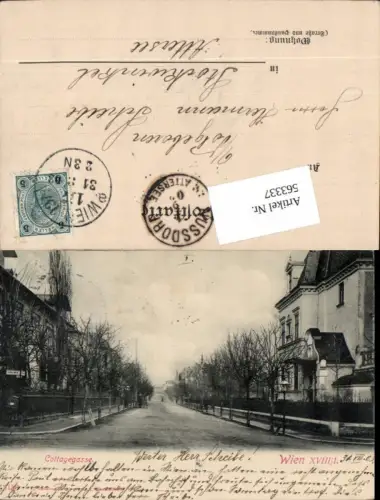 563337,tolle AK Wien Währing Cottagegasse 1902 pub Ledermann 5156