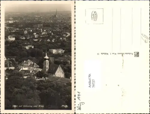 79727,Wien 19 Döbling Blick auf Grinzing und Wien