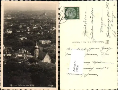 79756,Wien 19 Döbling Blick auf Grinzing und Wien