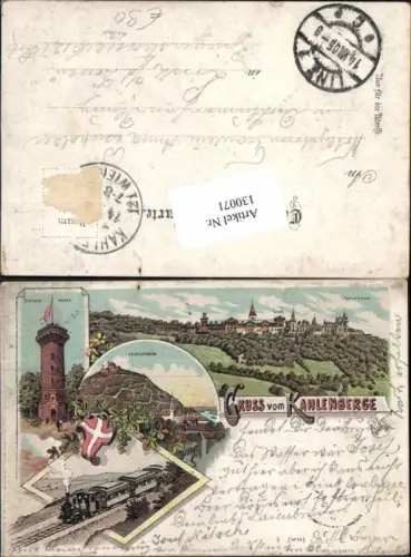 130071,Tolle Litho Gruss aus Wien Döbling Kahlenberg Leopoldsberg Stefanie Warte Lokomotive 1898