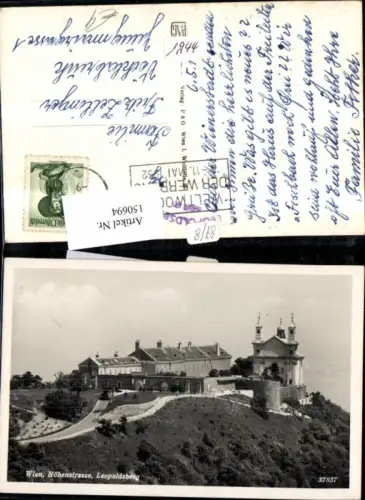 150694,Wien Döbling Höhenstrasse Leopoldsberg Ansicht m. Kirche 1952